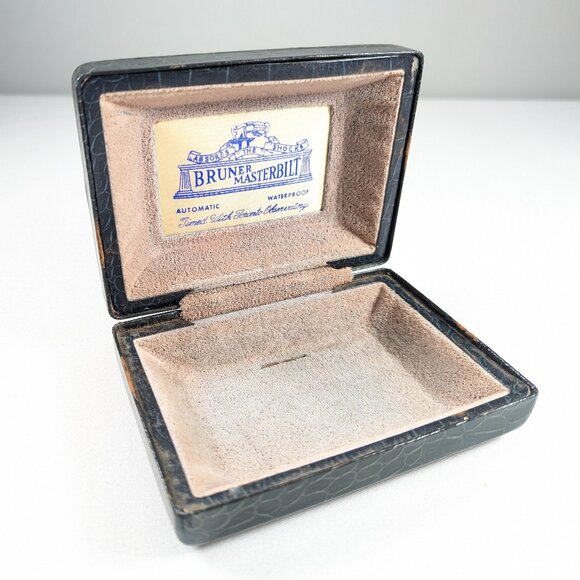 Vintage 1950s watch box hard case, Bruner Masterbilt jewelry travel case - Picture 1 of 10